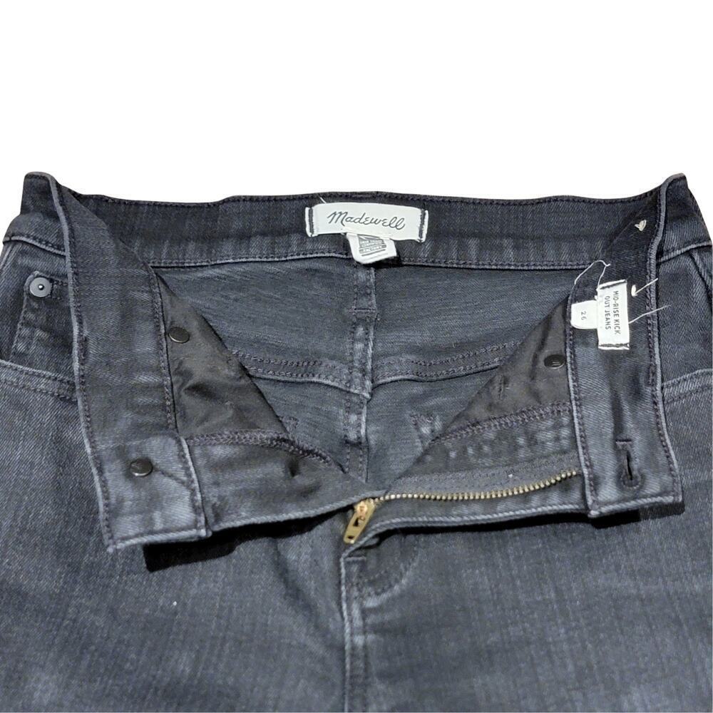 MADEWELL Black Rinse Wash Mid-Rise Kick Out Jeans Womens 26 Polished Casual Y2K - Picture 1 of 16